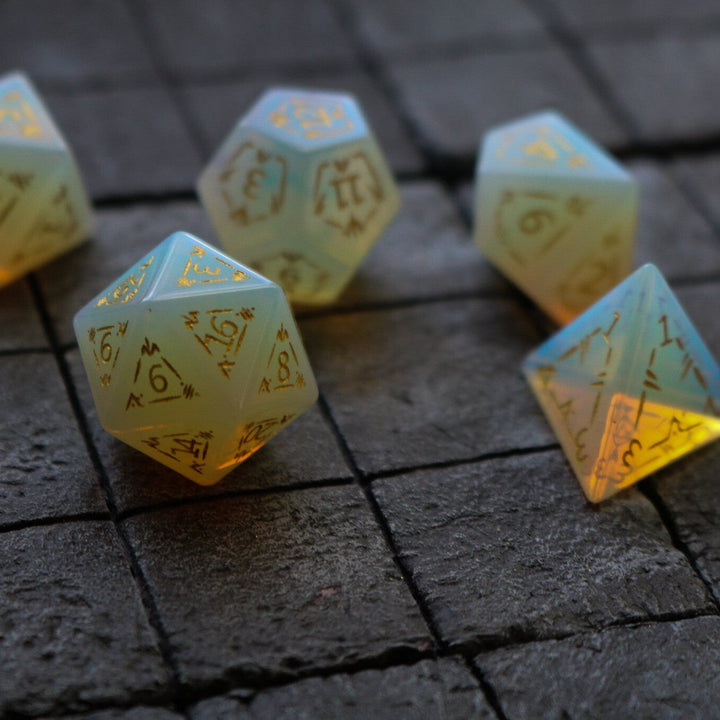 Dragon Shield Gemstone Opalite (And Box) DnD Dice Set