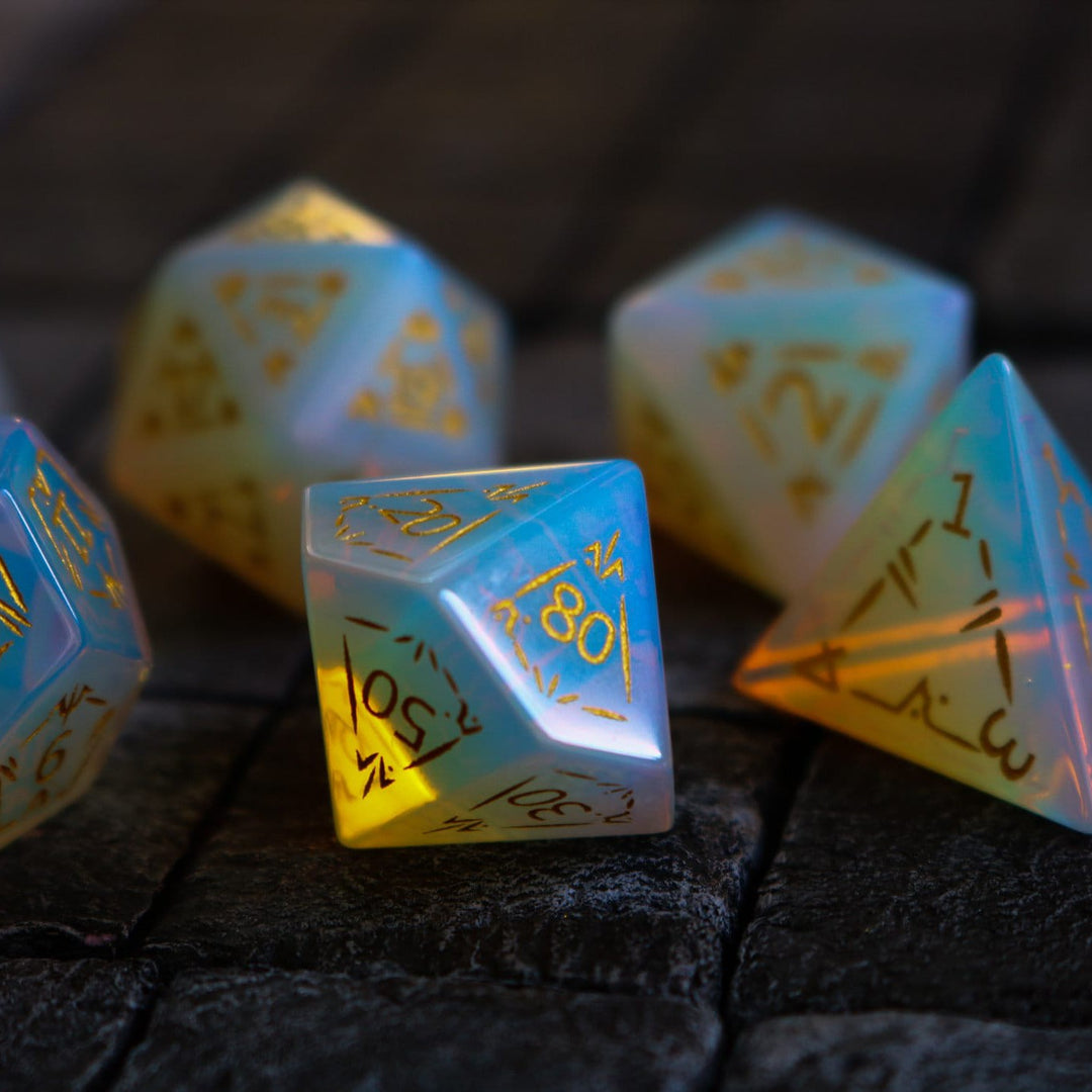 Dragon Shield Gemstone Opalite (And Box) DnD Dice Set