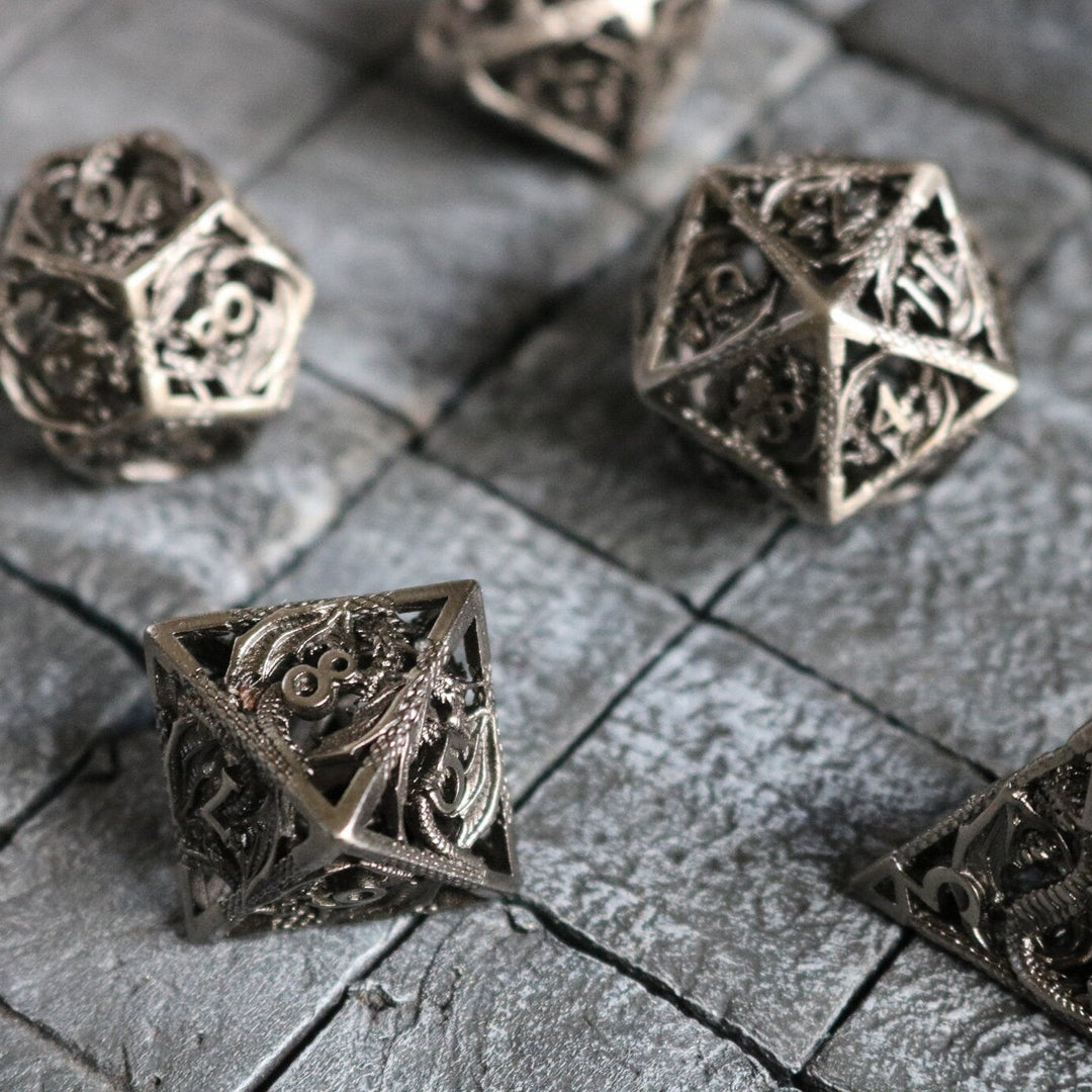 Dragon Hollow Metal Dice Set RPG Game DND MTG Tabletop Gaming