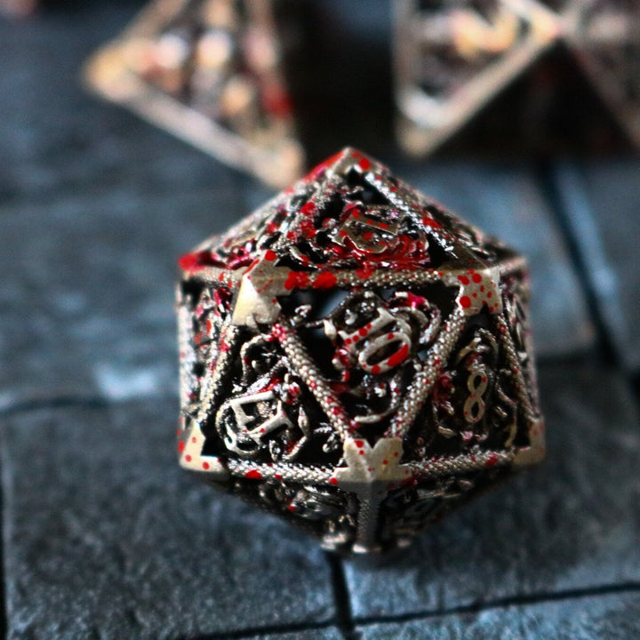 Bloody Medusa Hollow Metal Dice Set Tabletop Gaming