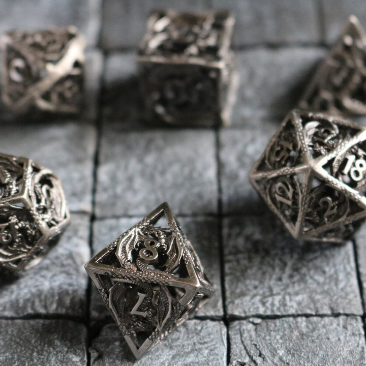 Dragon Hollow Metal Dice Set RPG Game DND MTG Tabletop Gaming