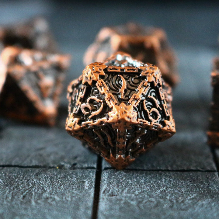 Dagger Metal Dice Set Copper DND Tabletop Gaming Dice