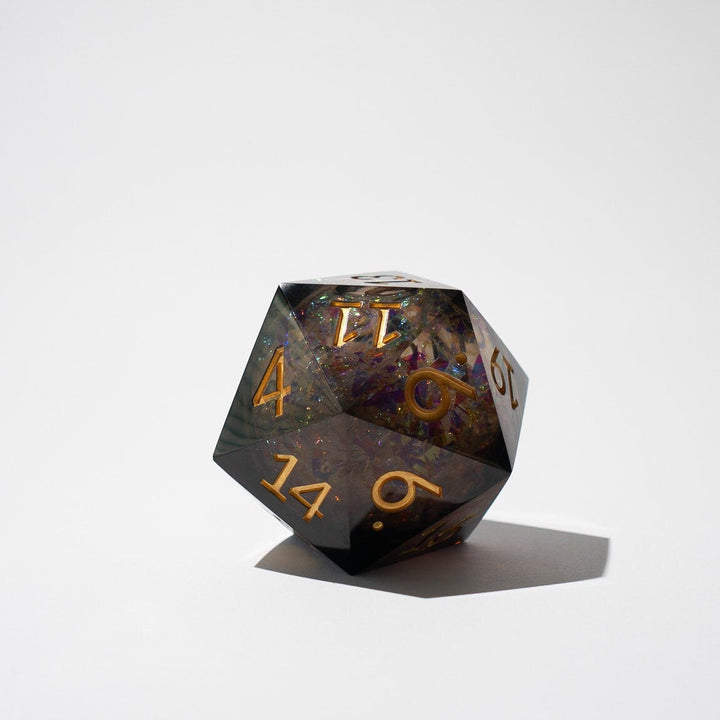 Massive Dark Black And Foil Liquid Core 95MM Chonk Handmade Resin Dice And Box