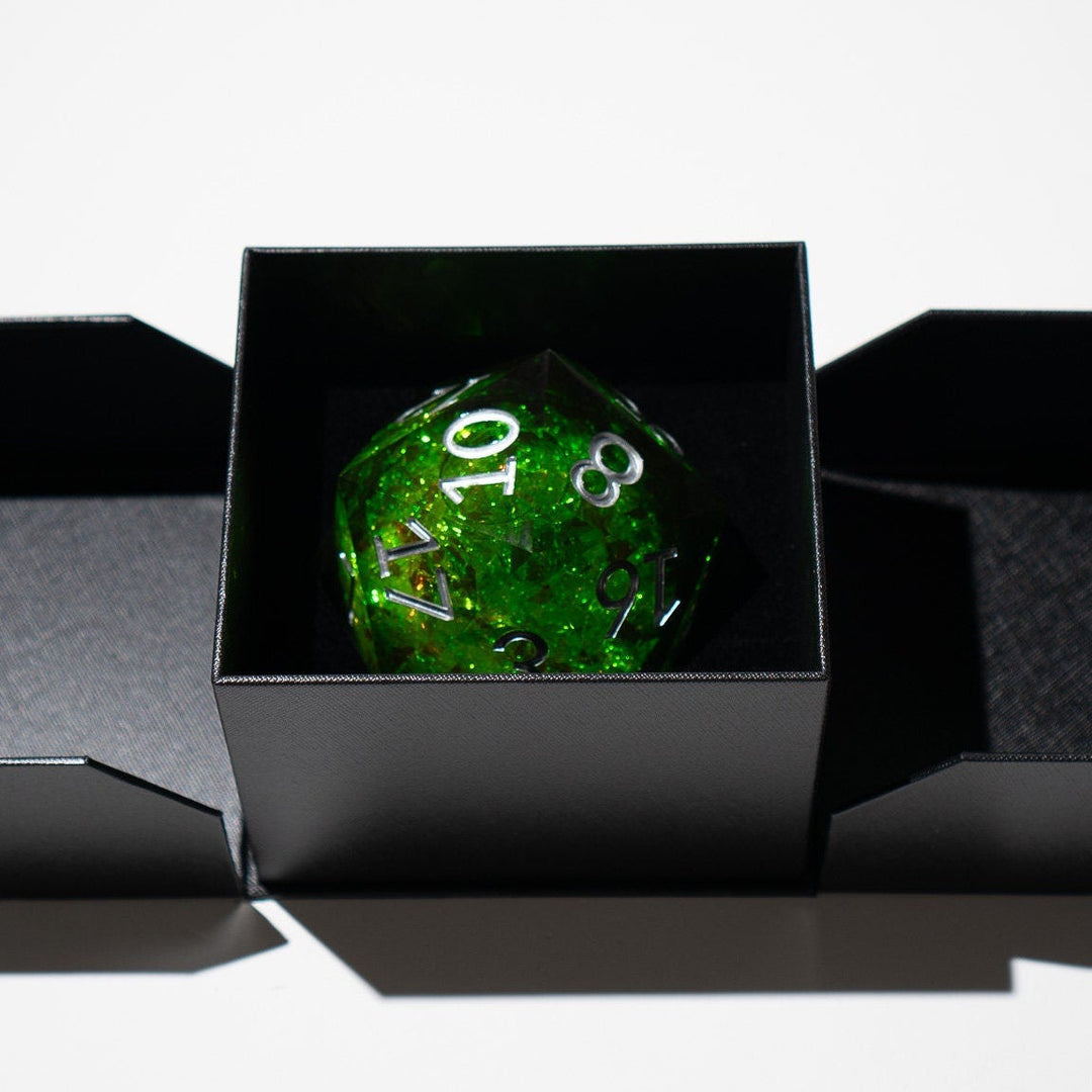 Massive Green Liquid Core 95MM Chonk Handmade Resin Dice And Box