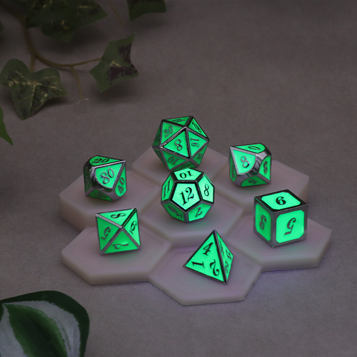 Metal Dice - Glow Green - Set