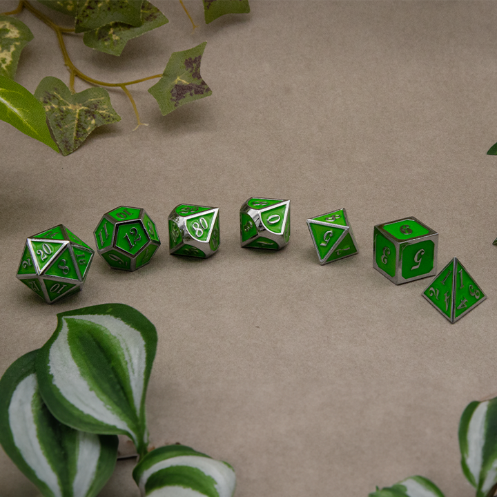 Metal Dice - Glow Green - Set