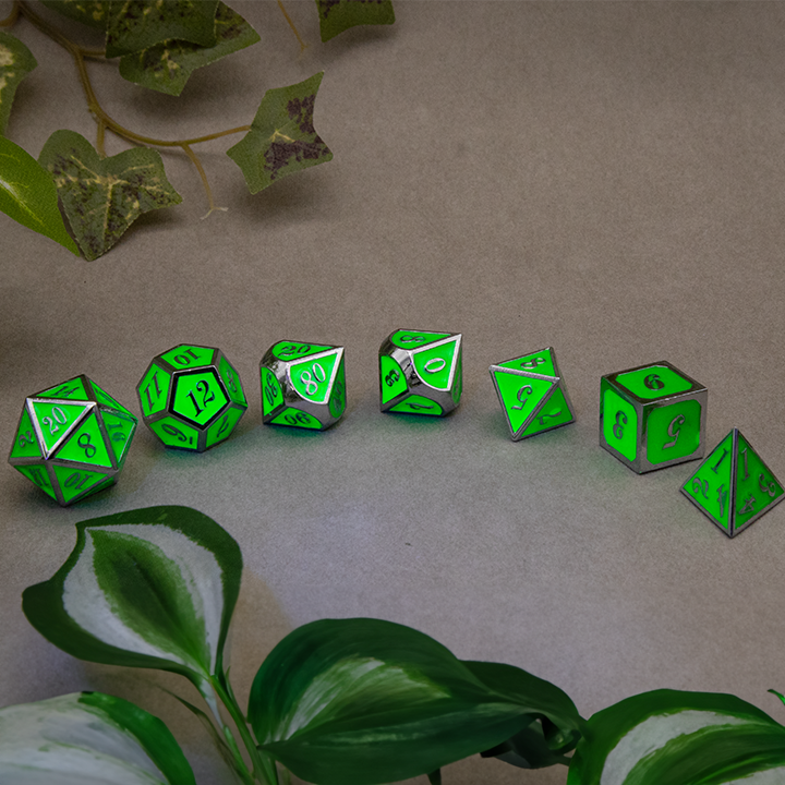 Metal Dice - Glow Green - Set