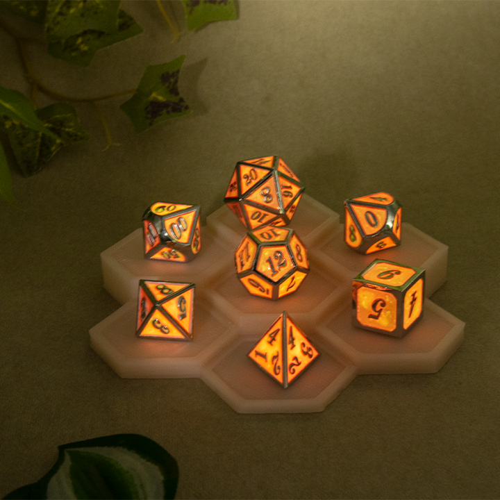 Metal Dice - Glow Orange - Set