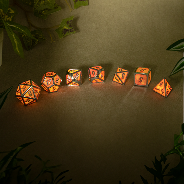 Metal Dice - Glow Orange - Set