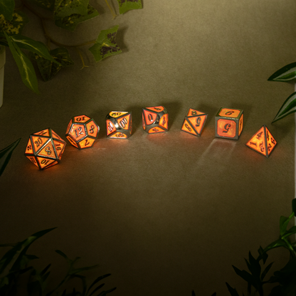 Metal Dice - Glow Orange - Set
