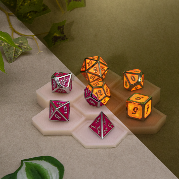 Metal Dice - Glow Orange - Set