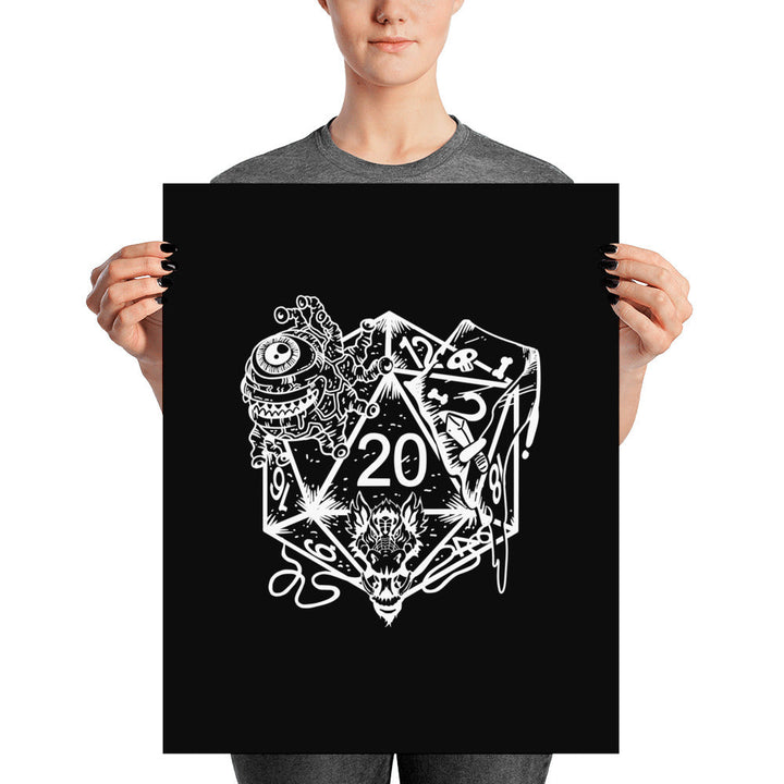 DND Wall Art - Dice Monster - DND - Gift For Dnd - D20 Gift Picture- Game Master - Adventure - RPG Poster - Geek Gift