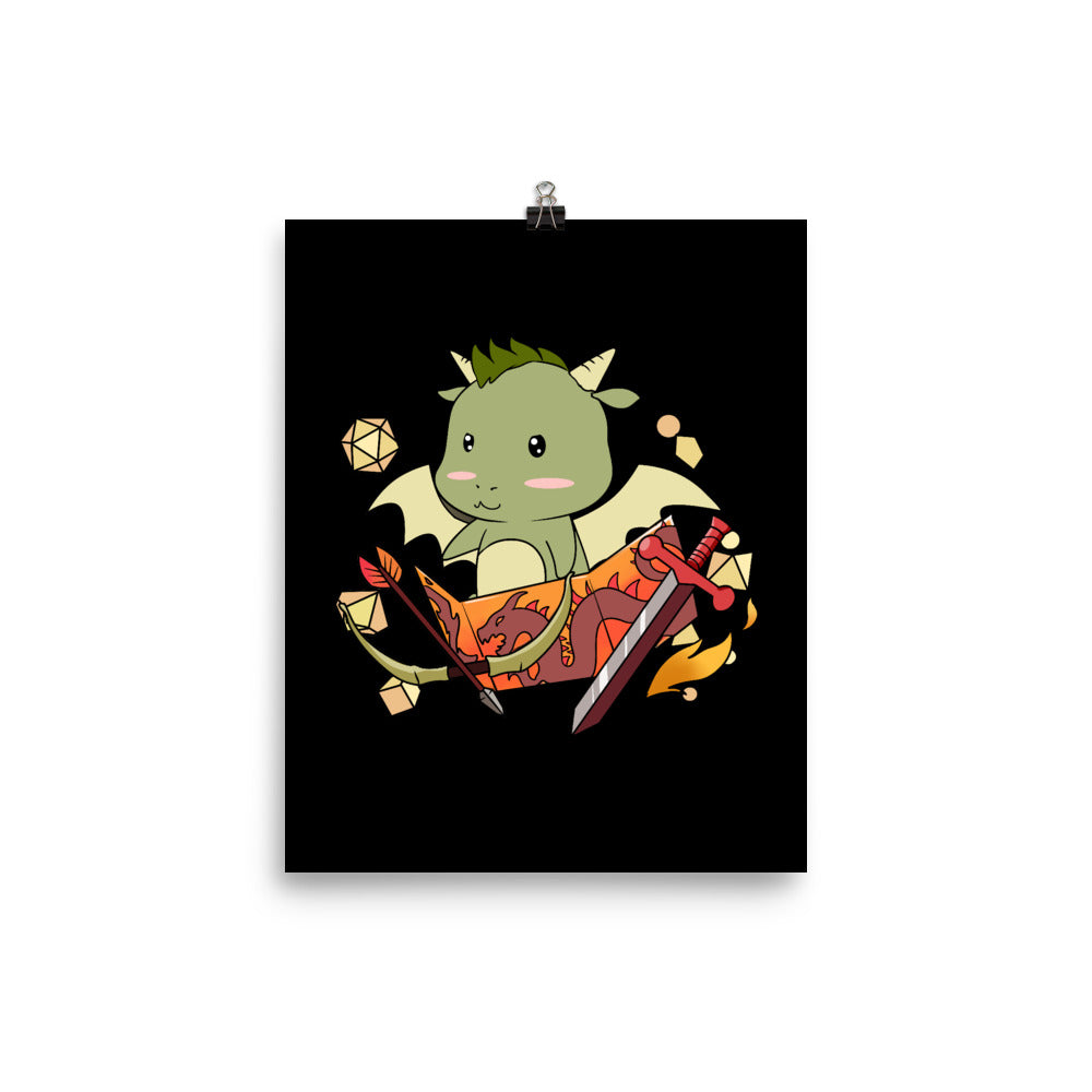 DND Wall Art - Baby Dragon - DND - Gift For Dnd - D20 Gift Picture- Game Master - Adventure - RPG Poster - Geek Gift