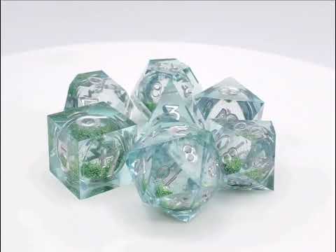 Liquid Core Sharp Edged Dice Set - Emerald Fury