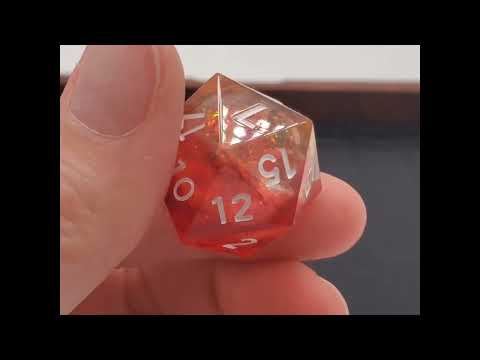 Liquid Core Sharp Edged Dice Set - Sunrise Fury