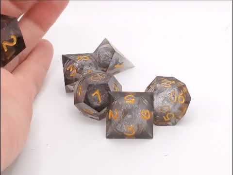 Liquid Core Sharp Edged Dice Set - Obsidian Fury