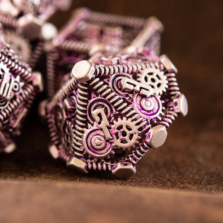 Weird West Wasteland Hollow Metal Dice Set - Purple and Silver