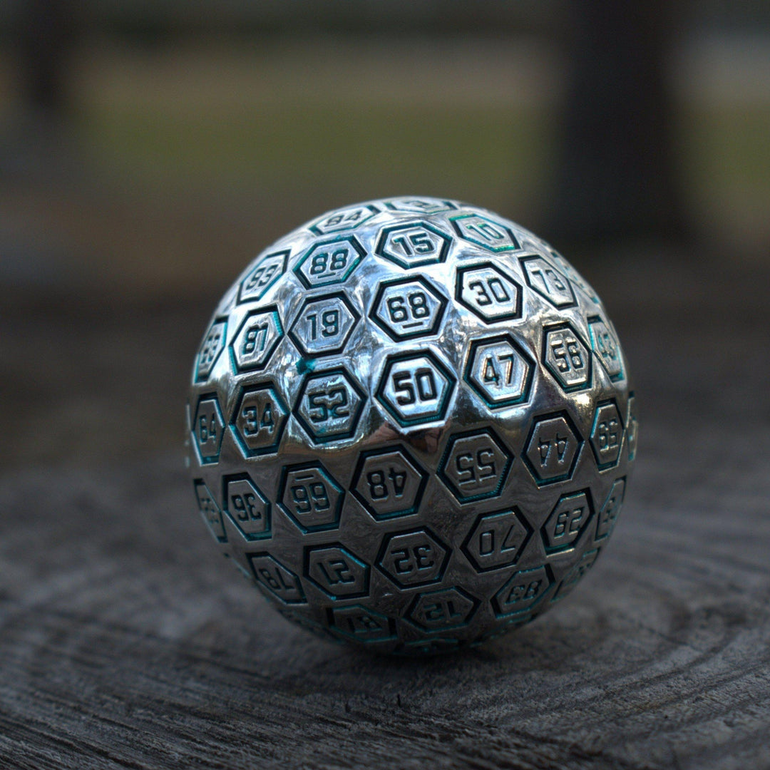 The Orb D100 -  Aqua and Silver Metal Die