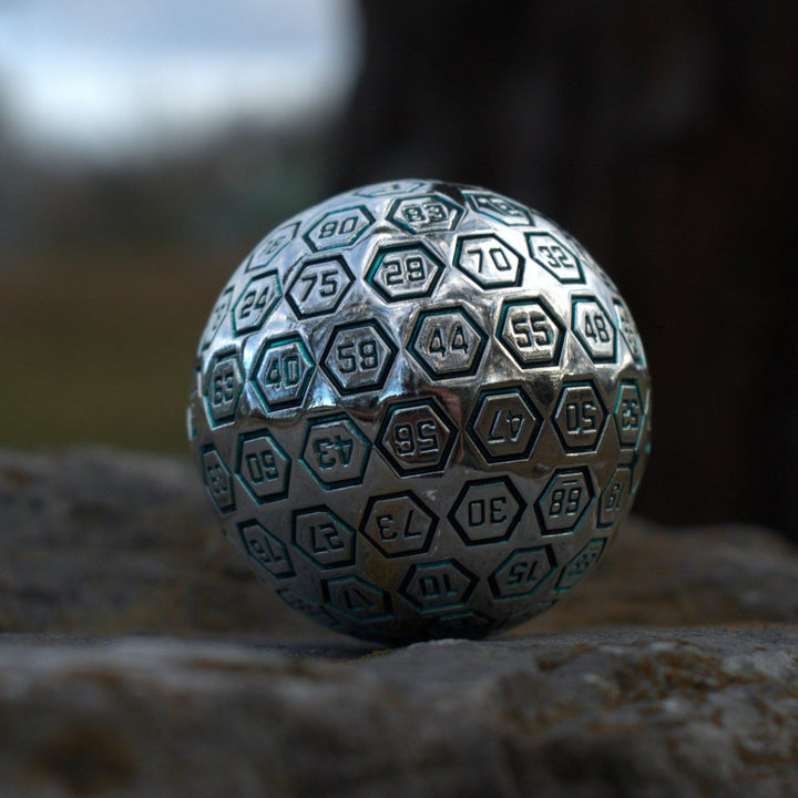 The Orb D100 -  Aqua and Silver Metal Die