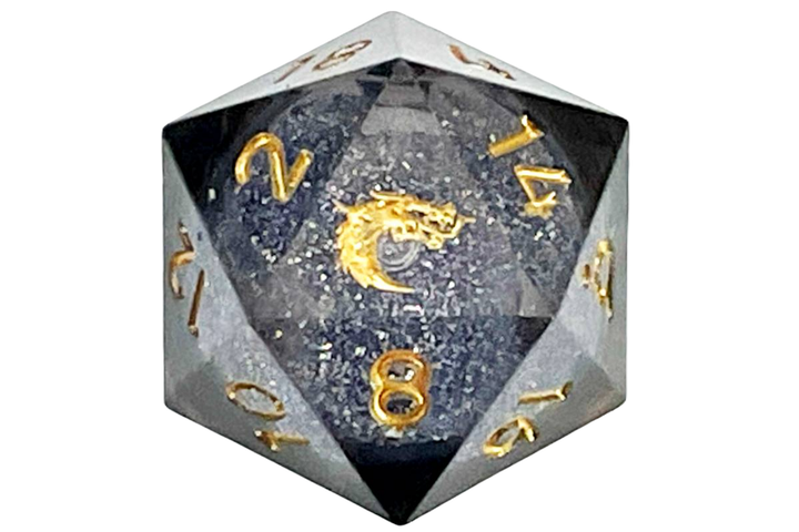 Jumbo 35mm D20 Liquid Core Sharp Edged - Obsidian Fury