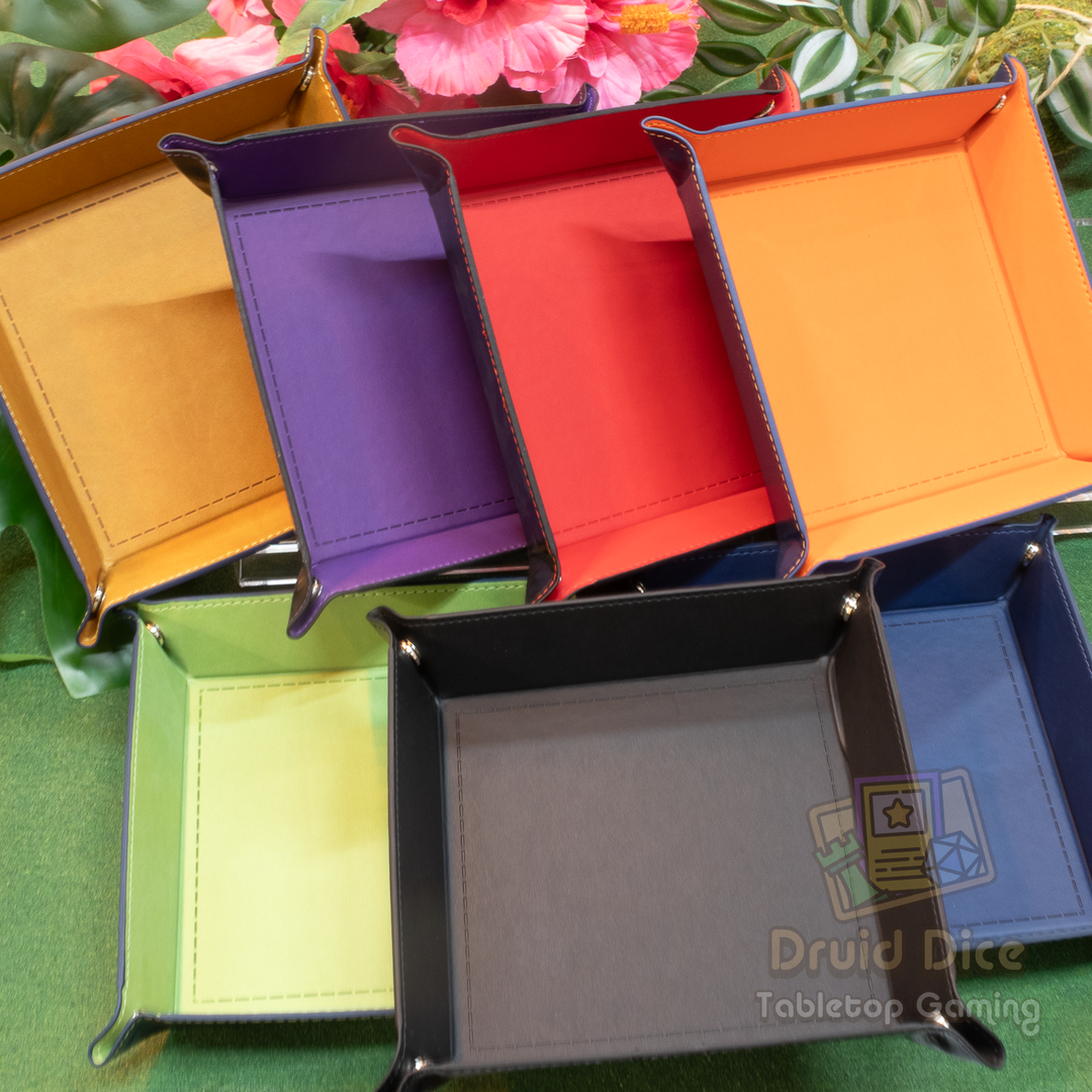 Leather Square Folding Dice Tray - 7 Color Options