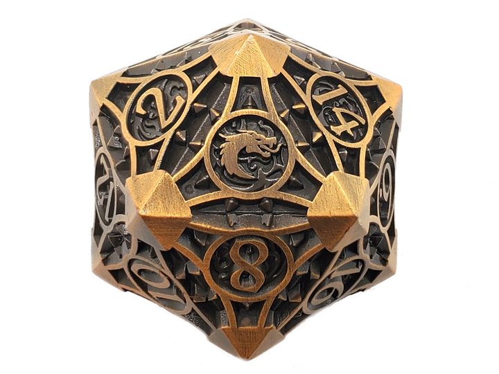 Jumbo 40mm D20 Metal Die - Ancient Gold