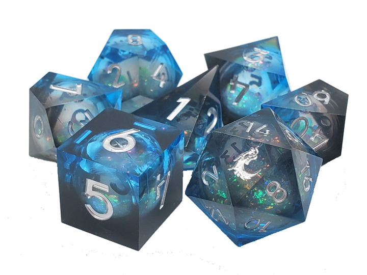 Liquid Core Sharp Edged Dice Set - Midnight Fury